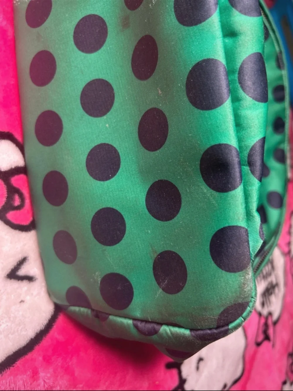 kate spade kids green polka dot backpack with black dots
